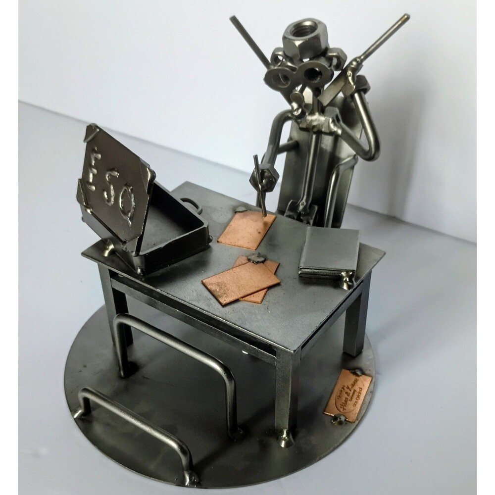 Hinz And Kunst Attorney Nuts and Bolts Metal Art Sculpture Business Card Holder